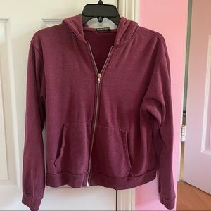 Brandy Melville Maroon Zip Up Crystal Hoodie